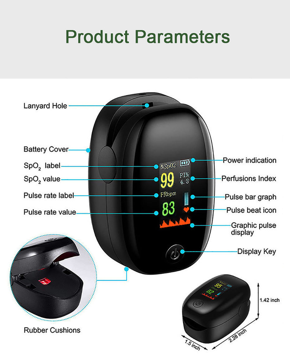 Fingertip Pulse Oximeter for blood oxygen monitoring